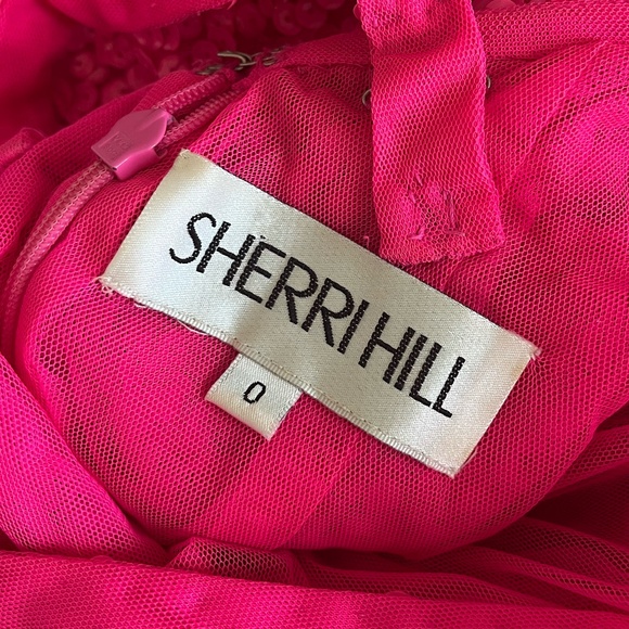 SHERRI HILL | 54330 One Shoulder High Slit Sequin Dress in Neon Pink | Size 0 - Picture 11 of 16